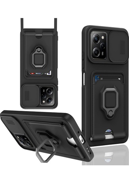 Xiaomi Poco X5 Pro 5g Kılıf Zuma Kartvizitli Yüzüklü Silikon - Siyah 300099
