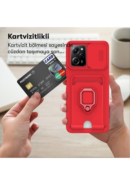 Xiaomi Poco X5 Pro 5g Kılıf Zuma Kartvizitli Yüzüklü Silikon - Siyah 300099