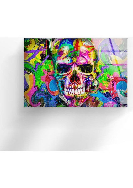 Renkli Kurukafa Temperli Cam Duvar Tablosu