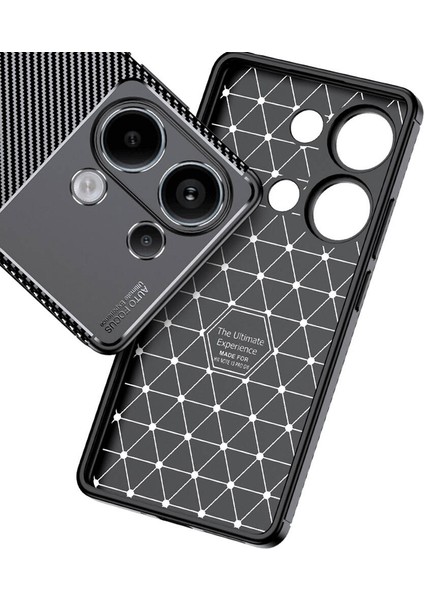 Xiaomi Redmi Note 13 Pro 4g Uyumlu Kılıf Rugged Armor Karbon Desenli Lüx Negro Silikon Arka Kapak Siyah