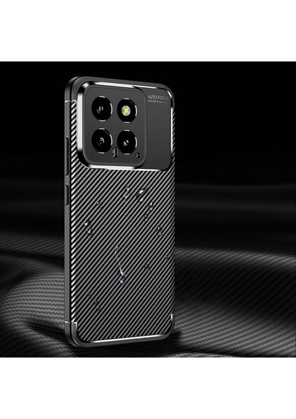 Xiaomi Mi 14 Uyumlu Kılıf Rugged Armor Karbon Desenli Lüx Negro Silikon Arka Kapak Siyah modelleri