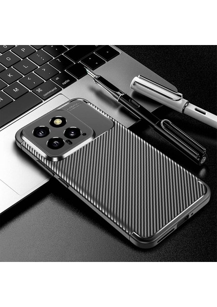 Xiaomi Mi 14 Uyumlu Kılıf Rugged Armor Karbon Desenli Lüx Negro Silikon Arka Kapak Siyah fırsatları