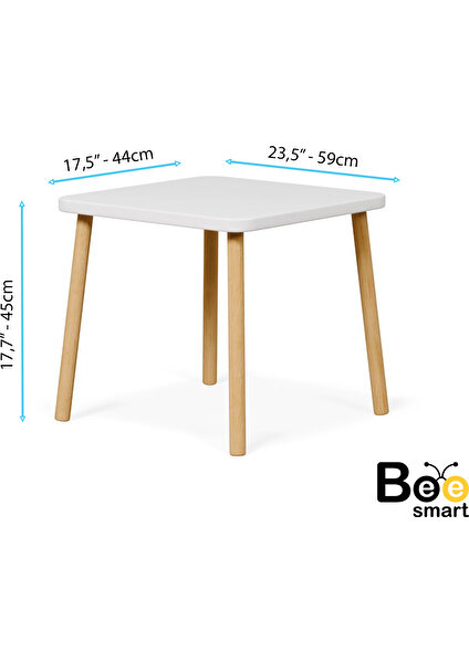 Bee Smart Çocuk Oyun Aktivite Masası - Çocuk Çalışma Masası - Montessori Masa Sandalye - Beyaz