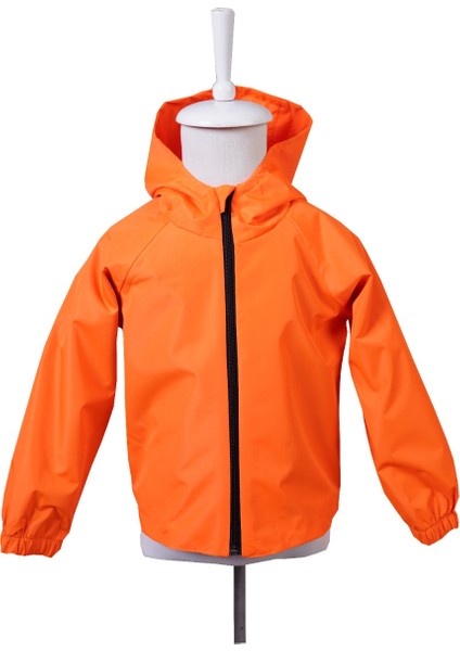 Turuncu Kapüşonlu Su Geçirmez Çocuk Yağmurluk
