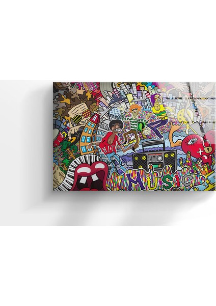 Grafiti Temperli Cam Duvar Tablosu