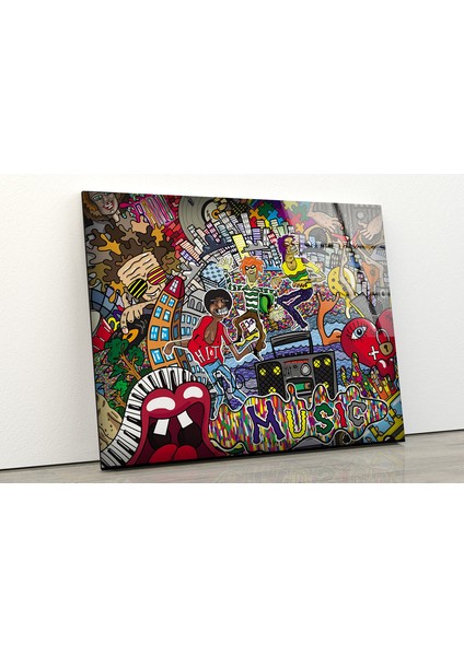 Grafiti Temperli Cam Duvar Tablosu modelleri