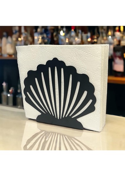 Istiridye Temalı Siyah Metal Peçetelik fiyatları