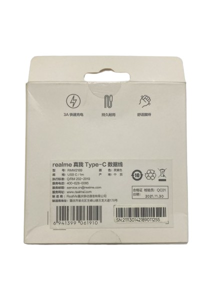 Realme Hızlı Şarj ve Data Kablosu Type C 3A Qc 3.0 RMW2189 modelleri