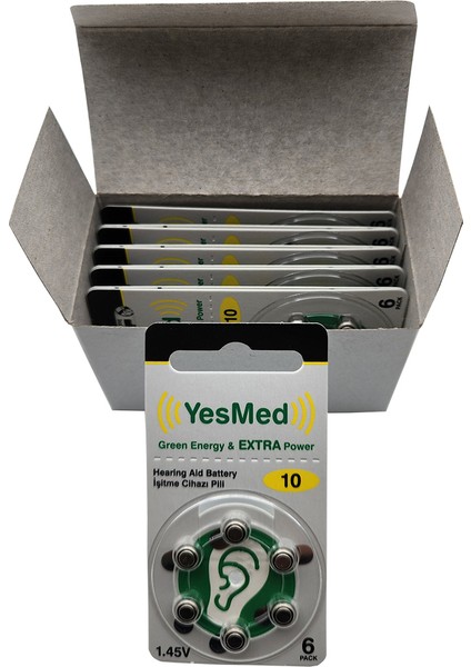 Extra Power 10 Numara Işitme Cihazı Pili (10 Paket x 6 Adet = 60 Adet Pil) + Hediye Işitme Cihazı Hortumu (8 Adet, Orta-Standart Olan Kıvrılmış Hortum), Yesmed fırsatları