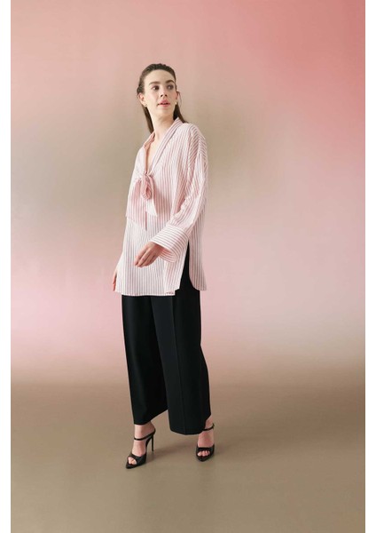 Yakası Fularlı Çizgili Tunik Standart Renk Y2413528_089 modelleri