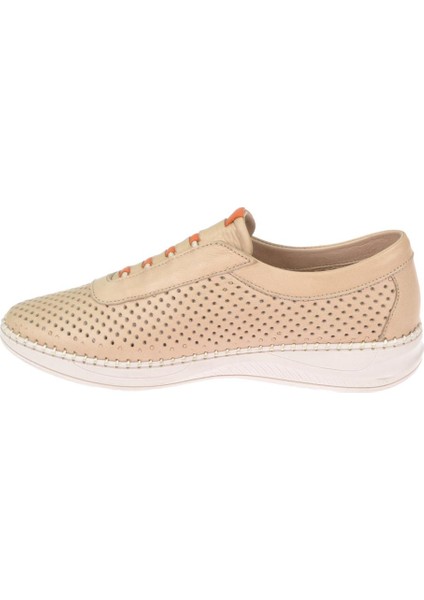 Hakiki Deri Delikli Comfort Kadın Ayakkabı VOY-9549 BEJ modelleri