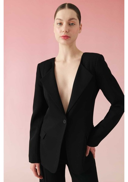Sırt Dekolteli Blazer Ceket Siyah Y2416011_001