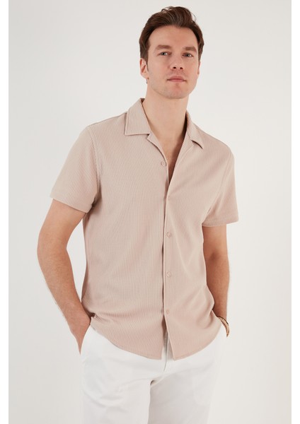 Pamuk Karışımlı Apaş Yaka Kısa Kollu Regular Fit Gömlek Erkek Gömlek CF24S115882 modelleri