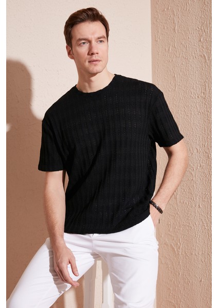 Pamuk Karışımlı Bisiklet Yaka Regular Fit T Shirt Erkek T Shirt CF24S218001