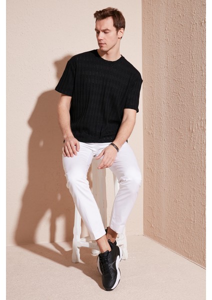 Pamuk Karışımlı Bisiklet Yaka Regular Fit T Shirt Erkek T Shirt CF24S218001 fiyatları