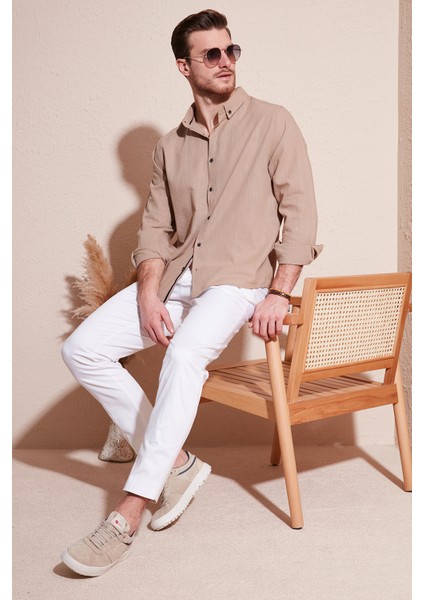 Regular Fit Düğmeli Yaka % 100 Pamuk Gömlek Erkek Gömlek Cf20S111871 modelleri