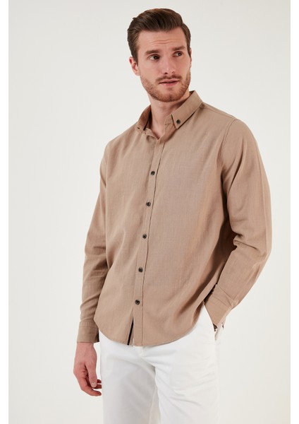 Regular Fit Düğmeli Yaka % 100 Pamuk Gömlek Erkek Gömlek Cf20S111871 fırsatları