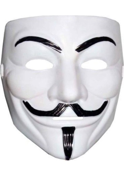 Beyaz Renk V For Vendetta Maskesi Yerli Üretim