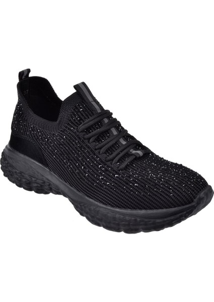 Taşlı Triko Kadın Spor Ayakkabı Sneaker GJ-320 Siyah