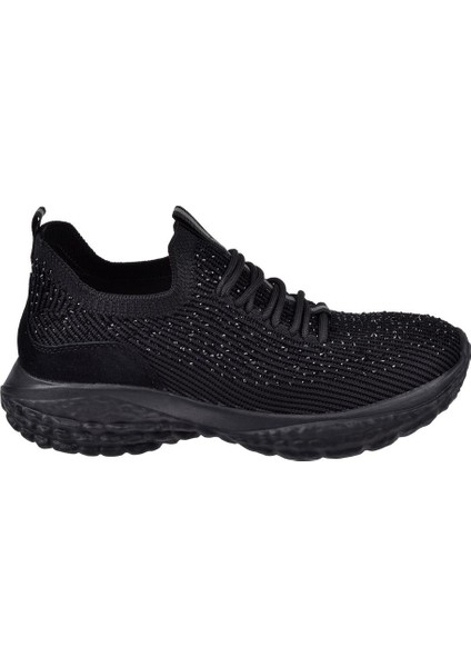 Taşlı Triko Kadın Spor Ayakkabı Sneaker GJ-320 Siyah