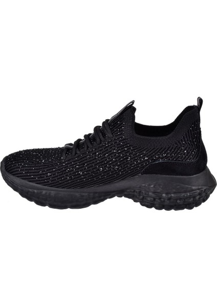 Taşlı Triko Kadın Spor Ayakkabı Sneaker GJ-320 Siyah