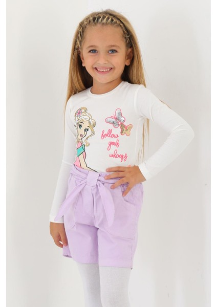 Lila Renk Kız Çocuk Sort