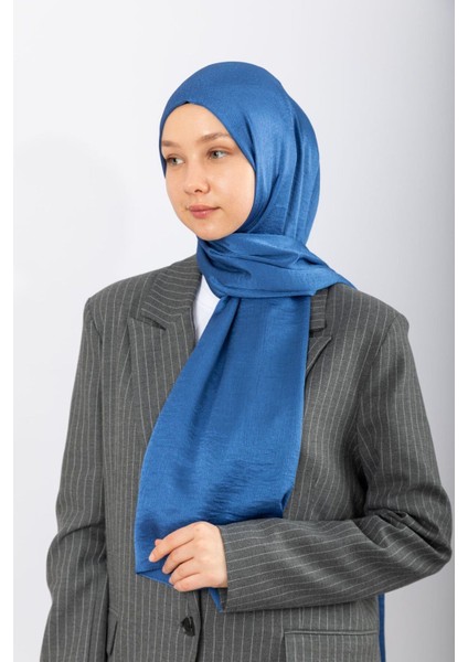 Şal Saten Kırınkıl Indigo