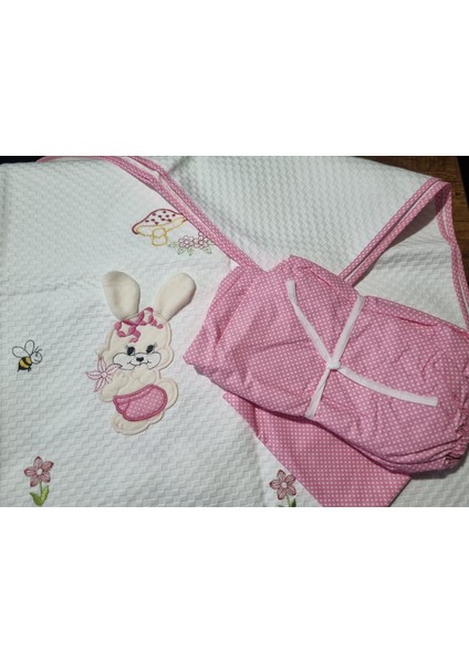 %100 Pamuk Mavi Tavşan Desenli Bebek Pike Takımı fiyatları