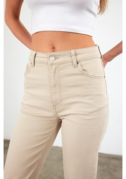 Kadın Marrakesh Stone Yüksek Bel Straight Fit Renkli Jean Pantolon modelleri