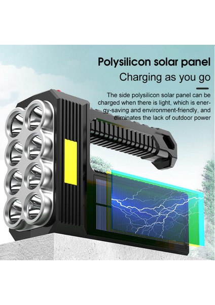 LED El Fenerleri Güneş Dinamo Fener Şarj Edilebilir Troch Güçlü Ultra Parlak Dış Mekan Balık Çok Fonksiyonlu Projektör Dış Aydınlatma (Yurt Dışından)