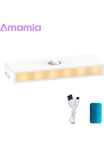 Amamia Hareket Sensörü Lambası Göze Çarpan Olmayan USB Hareket Sensörü LED Lamba Başucu Aydınlatma Aracı (Yurt Dışından)