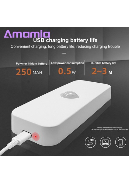 Amamia Hareket Sensörü Lambası Göze Çarpan Olmayan USB Hareket Sensörü LED Lamba Başucu Aydınlatma Aracı (Yurt Dışından)