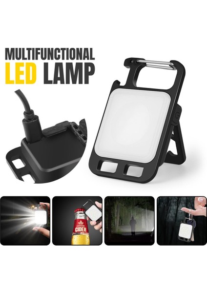 LED El Feneri USB Şarj Edilebilir Mini Cep Anahtarlık LED Işık El Feneri Çalışma Lambası Mini Anahtarlık Dış Mekan Için LED Işık Acil Işık (Yurt Dışından)