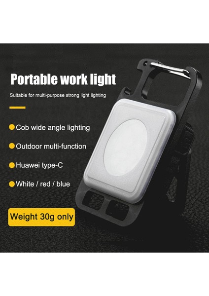 LED El Feneri USB Şarj Edilebilir Mini Cep Anahtarlık LED Işık El Feneri Çalışma Lambası Mini Anahtarlık Dış Mekan Için LED Işık Acil Işık (Yurt Dışından)