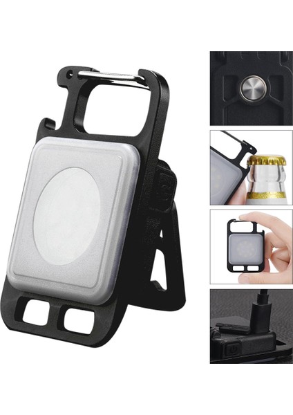 LED El Feneri USB Şarj Edilebilir Mini Cep Anahtarlık LED Işık El Feneri Çalışma Lambası Mini Anahtarlık Dış Mekan Için LED Işık Acil Işık (Yurt Dışından)