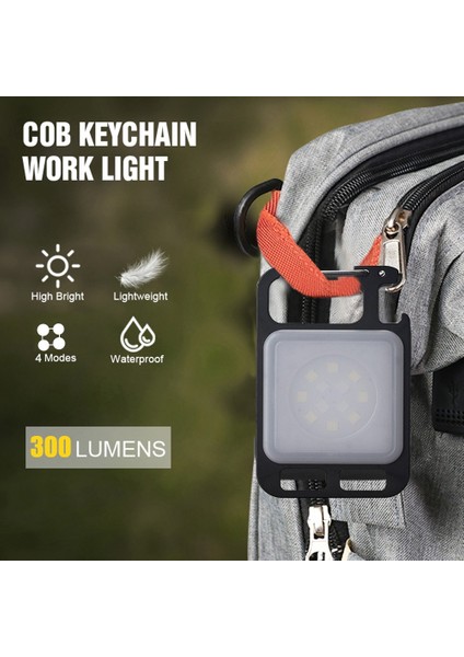 LED El Feneri USB Şarj Edilebilir Mini Cep Anahtarlık LED Işık El Feneri Çalışma Lambası Mini Anahtarlık Dış Mekan Için LED Işık Acil Işık (Yurt Dışından)