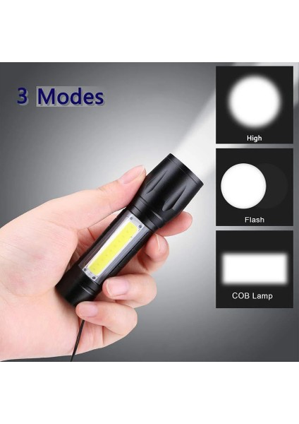 Vimite LED Mini El Feneri Parlak Taşınabilir USB Şarj Edilebilir Zoom Flaş Işıklı Fener Fener 3 Aydınlatma Modu Kamp Lambası (Yurt Dışından)