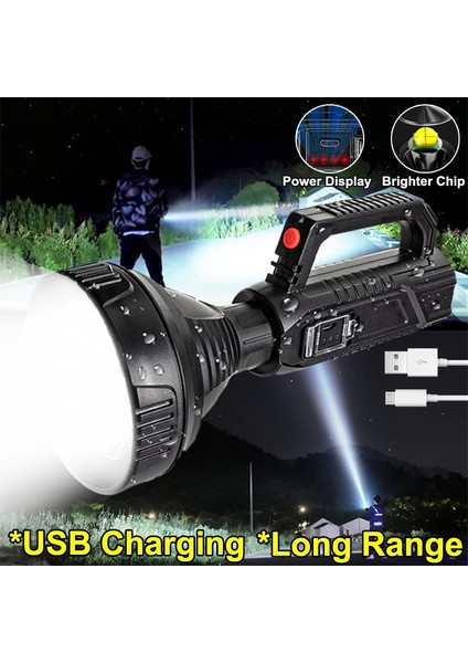 USB Şarj Edilebilir LED Çalışma Işığı, El Projektör Dış Aydınlatma Katlanabilir Kamp Feneri, Taşınabilir Çadır LED Işık El Feneri Kamp Yürüyüş Balıkçılık Için Su (Yurt Dışından)