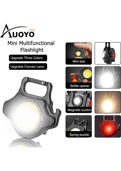 Auoyo Mini Işık Çalışma Işığı Taşınabilir Cob Cep Lambası Çok Fonksiyonlu Parlama Cob Anahtarlık Işık USB Şarj Lambaları Güçlü Manyetik Onarım Çalışması Açık Kamp Işığı (Yurt Dışından)