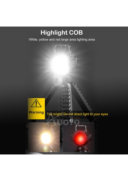 Auoyo Mini Işık Çalışma Işığı Taşınabilir Cob Cep Lambası Çok Fonksiyonlu Parlama Cob Anahtarlık Işık USB Şarj Lambaları Güçlü Manyetik Onarım Çalışması Açık Kamp Işığı (Yurt Dışından)