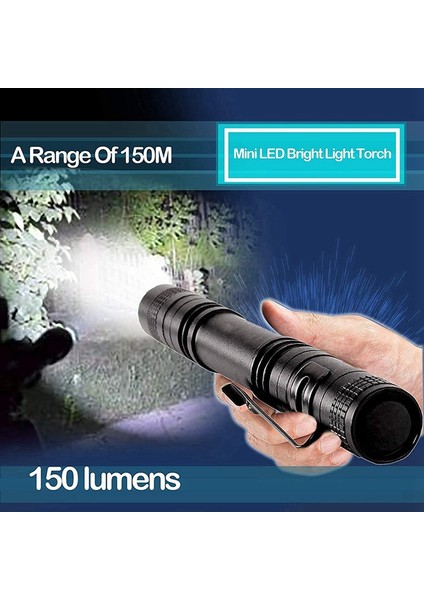 1pc LED Mini El Feneri - Yüksek Lümen, Yakınlaştırılabilir, Suya Dayanıklı (Yurt Dışından)