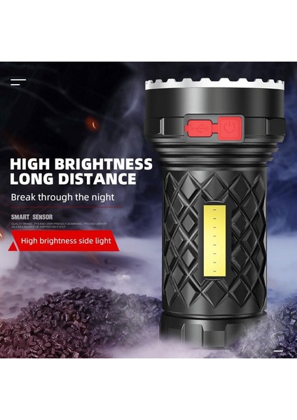 Süper Parlak El Feneri Ultra Güçlü LED Torch Işığı Şarj Edilebilir Cob Yan Işık 4 Mod Açık Hava Macerası 3'ü 1 Arada El Feneri (Yurt Dışından) modelleri