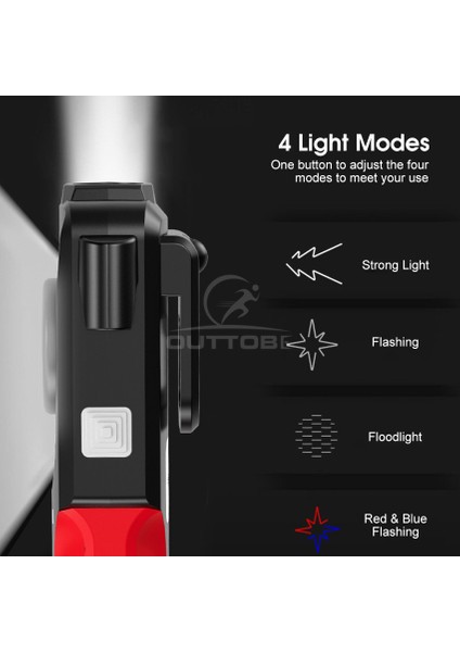 Outtobe Işık Çok Fonksiyonlu Işık Dış Mekan LED Işığı Su Geçirmez Işık Uyarı Işığı Torchlight Taşınabilir Ev Acil Durum Lambası Pencere Kırıcı ile Manyetik Emme (Yurt Dışından) modelleri