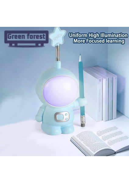 Yeşil Orman Astronot Gece Lambası Titreşimsiz USB Şarj Astronot Gece Lambası LED Okuma Lambası (Yurt Dışından)