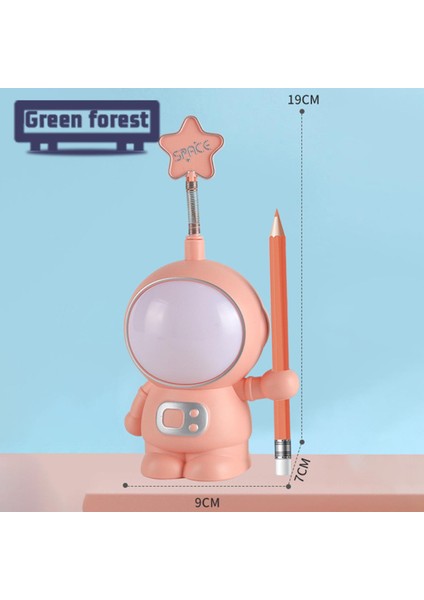 Yeşil Orman Astronot Gece Lambası Titreşimsiz USB Şarj Astronot Gece Lambası LED Okuma Lambası (Yurt Dışından)
