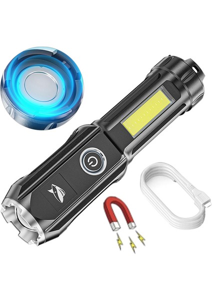 USB Şarj Edilebilir LED El Feneri Mini Cob Torch, Kuyruk Mıknatıslı Su Geçirmez Zoom Creek (Yurt Dışından)