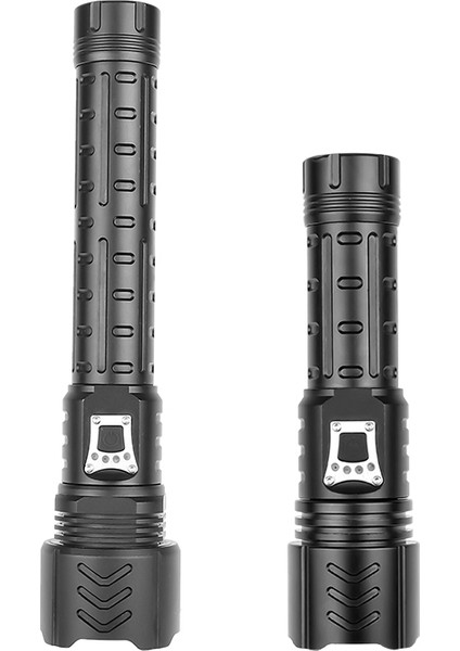 XHP90 LED Dış Mekan El Feneri Teleskopik Zoom Torch USB Şarjlı El Lambası (Yurt Dışından)