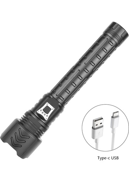XHP90 LED Dış Mekan El Feneri Teleskopik Zoom Torch USB Şarjlı El Lambası (Yurt Dışından)