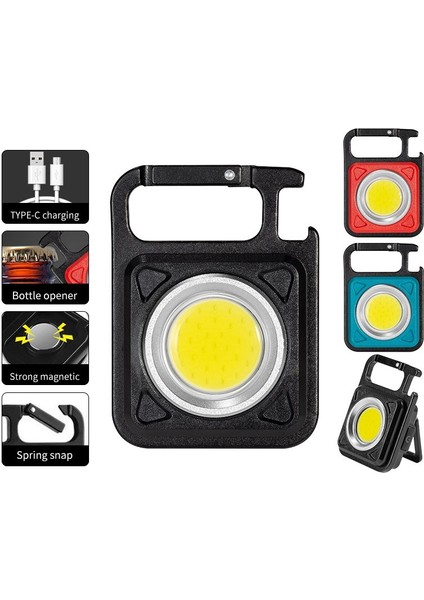 Mini LED Çalışma Işığı Taşınabilir El Feneri USB Şarj Edilebilir Anahtar Işık Kamp Açık Havada Yürüyüş Cob Fener (Yurt Dışından)
