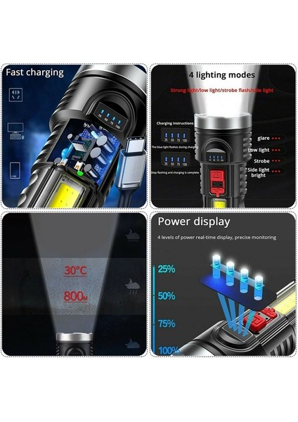 【rongcai】 Açık Bisiklet Mağazası LED El Feneri Şarj Edilebilir Torch Kamp Lambası USB Şarj Edilebilir + Pil (Yurt Dışından)